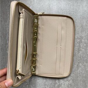 A6 wallet Personal Size Compact Zippy cream color